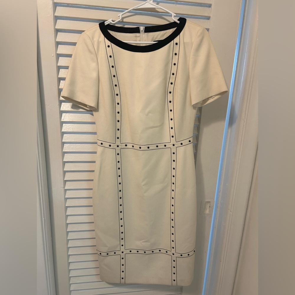 Rena Lange Cream Mini Dress with Black Detailing